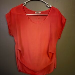 Persaya Coral-Red Dolman Sleeve Blouse